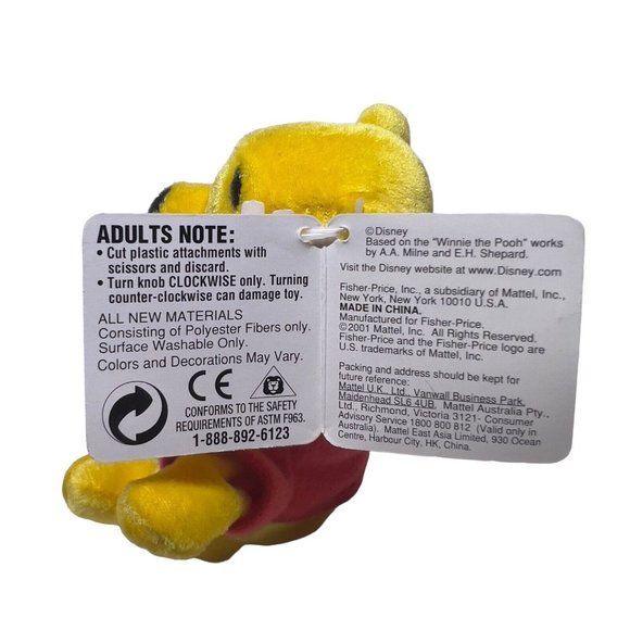 DISNEY Mattel Fisher Price VTG 2001 Wind Wiggle POOH Plush Front Wind Honey Pot - Picture 9 of 9